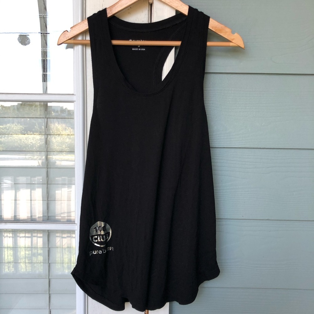 100 Club Pure Barre Black Scoop Neck Tank Top S